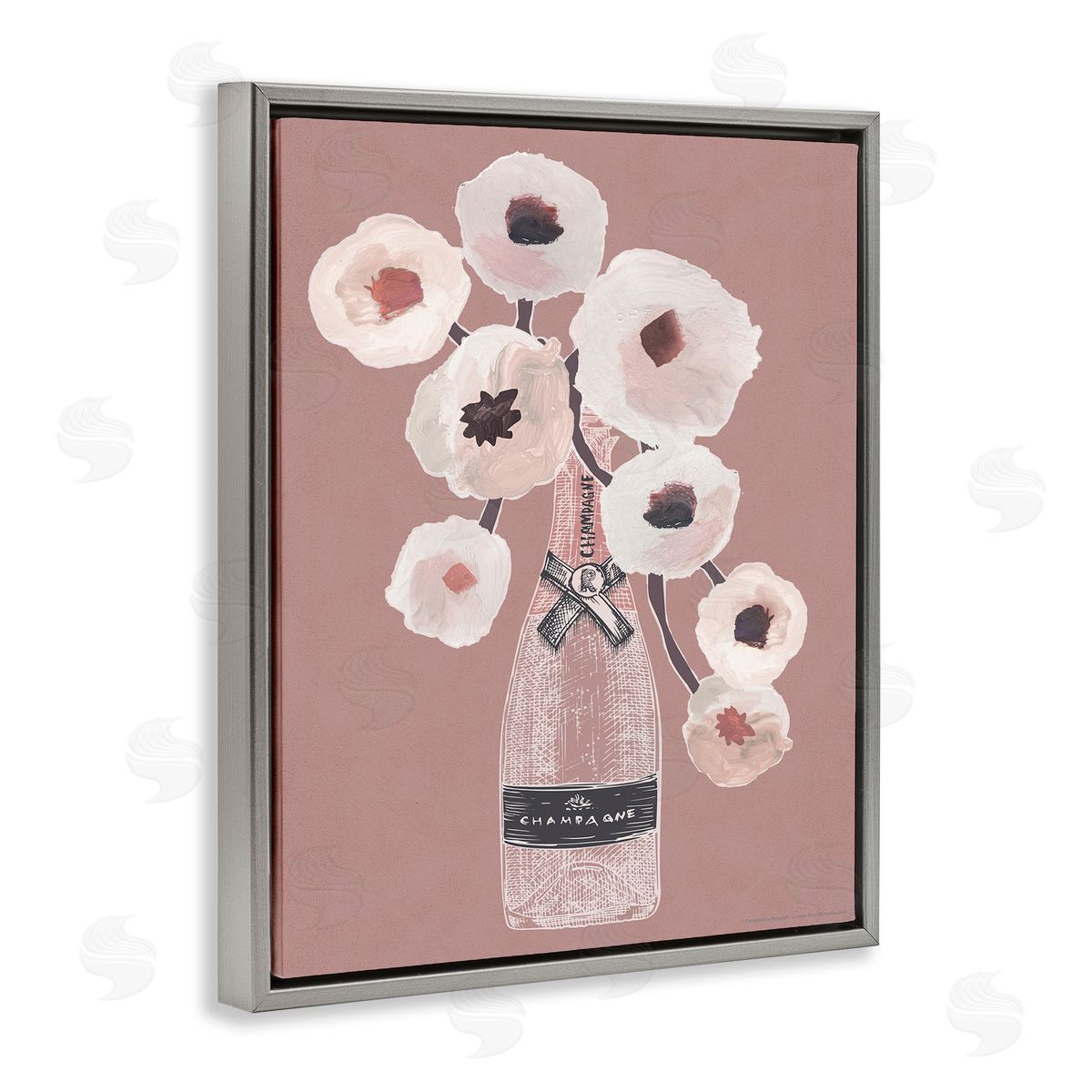 Reinders White Poppies Champagne Gray Floating Frame Canvas Wall Art Print