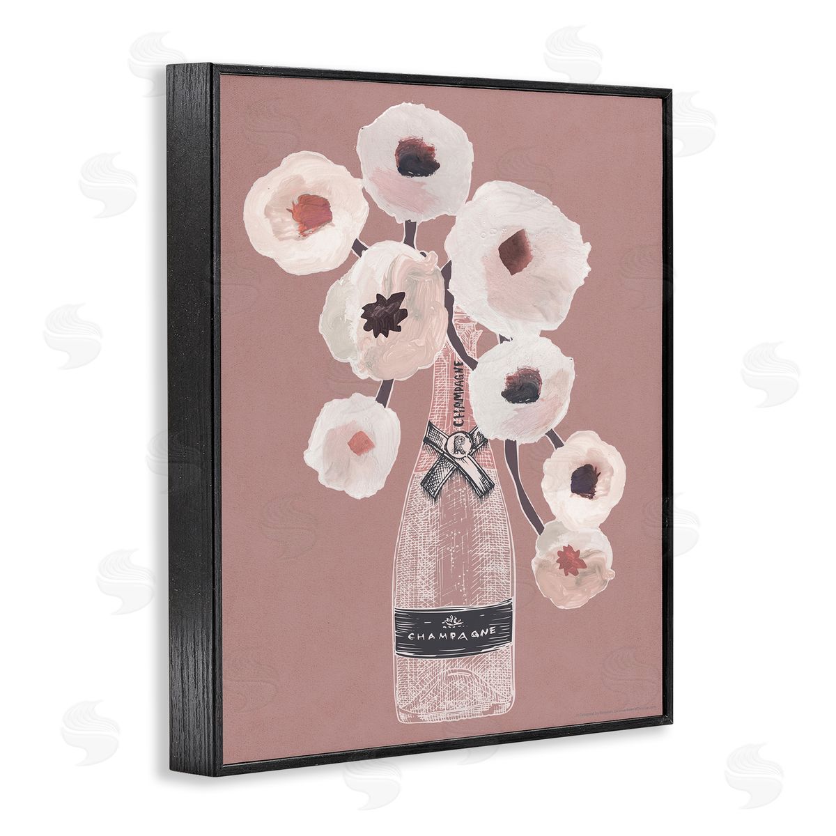 Reinders White Poppies Champagne Black Framed Giclee Wall Art Print