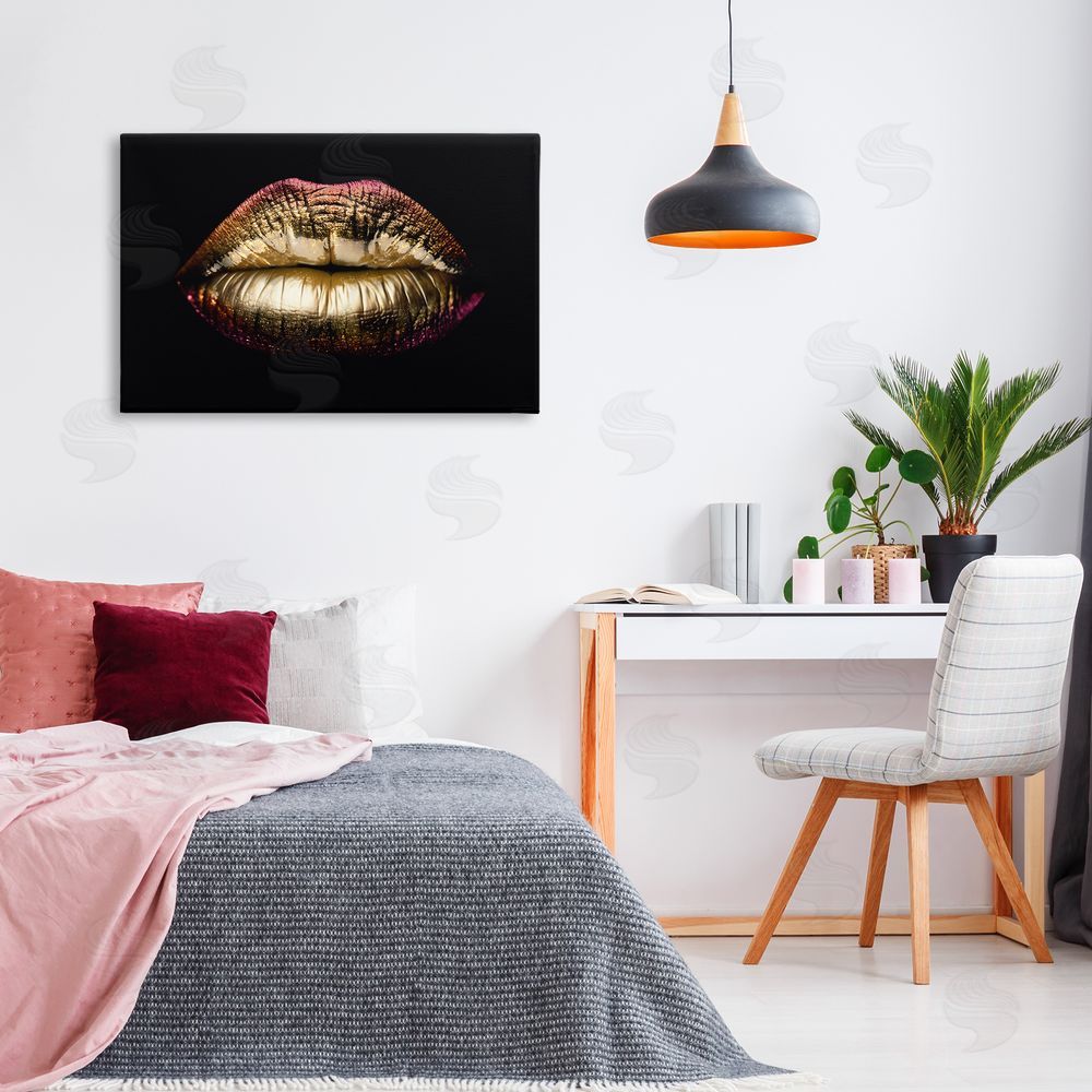 Reinders Pink & Gold Lipstick Canvas Wall Art Print in Room