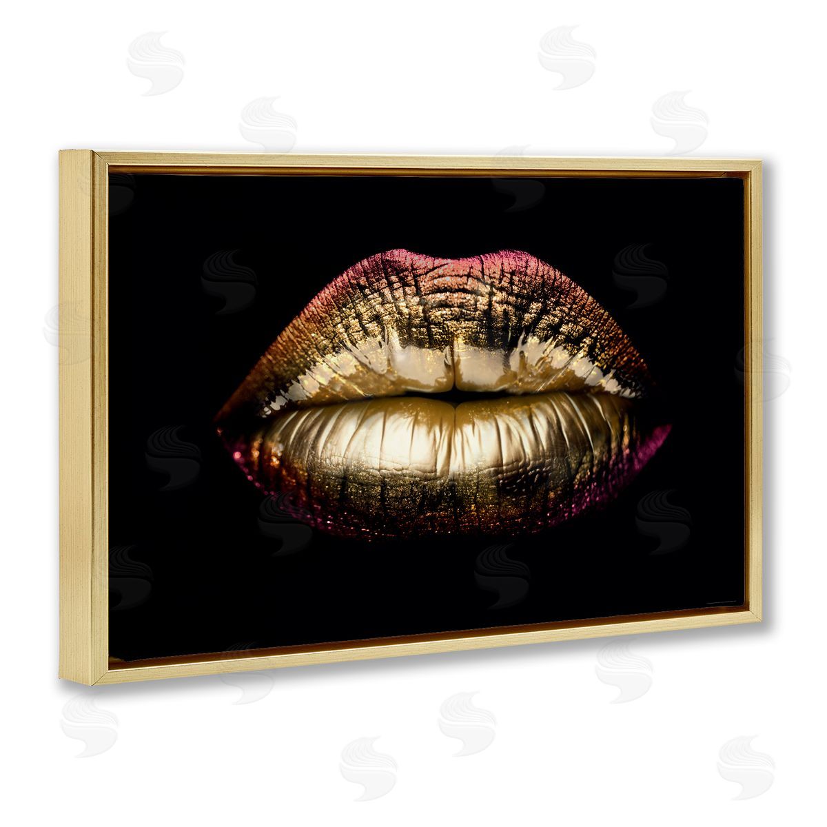 Reinders Pink & Gold Lipstick Gold Floating Frame Canvas Wall Art Print