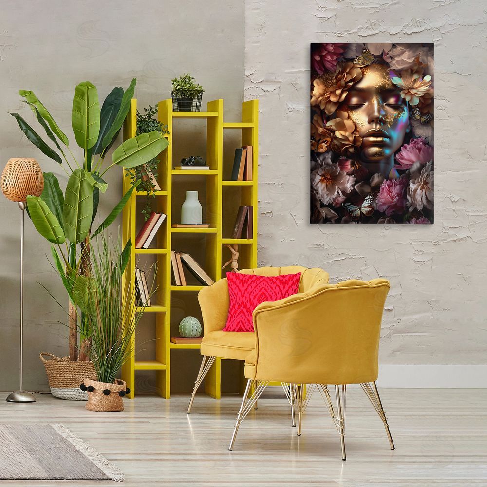 Reinders Lavish Floral Face Canvas Wall Art Print in Room