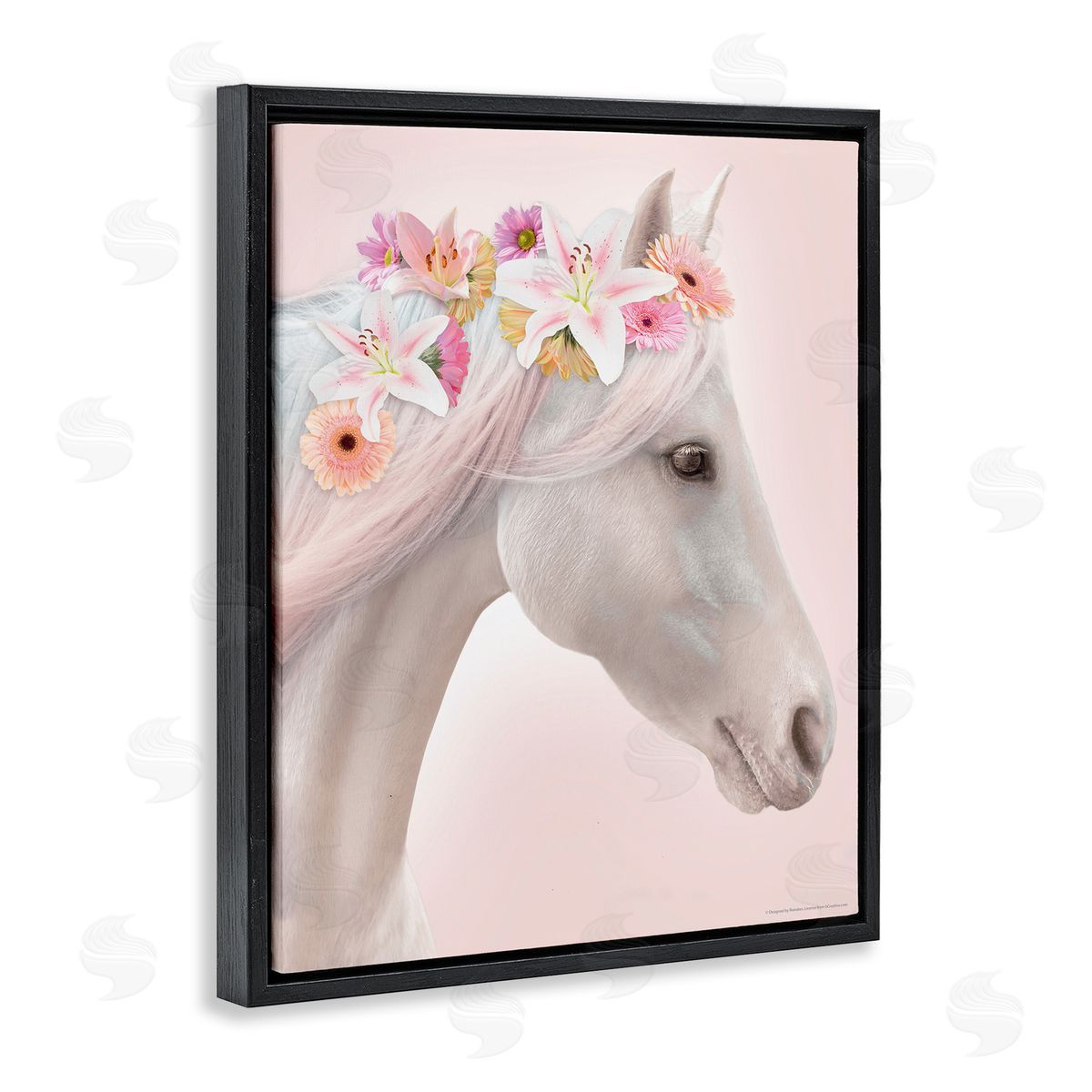 Reinders Lily Garland Horse Black Floating Frame Canvas Wall Art Print