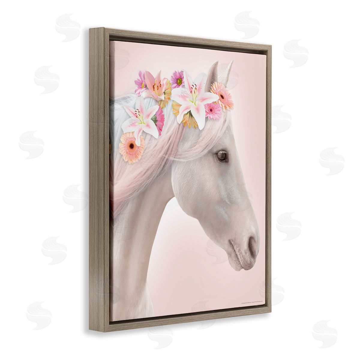 Reinders Lily Garland Horse Brown Floating Frame Canvas Wall Art Print