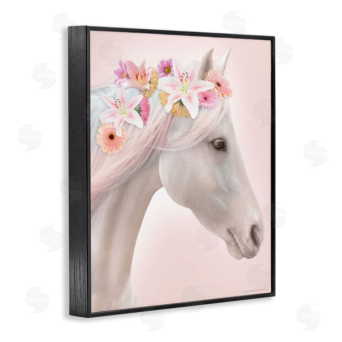 Reinders Lily Garland Horse Black Framed Giclee Wall Art Print