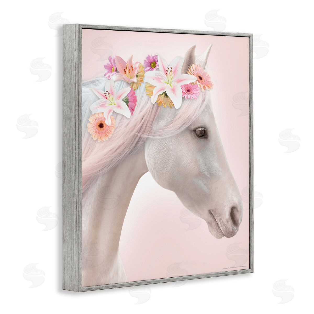 Reinders Lily Garland Horse Gray Framed Giclee Wall Art Print