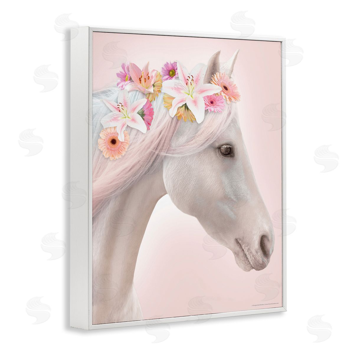 Reinders Lily Garland Horse White Framed Giclee Wall Art Print
