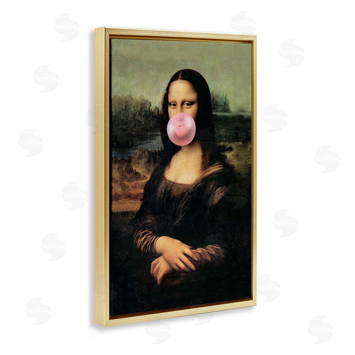 Reinders Mona Lisa & Bubblegum Gold Floating Frame Canvas Wall Art Print