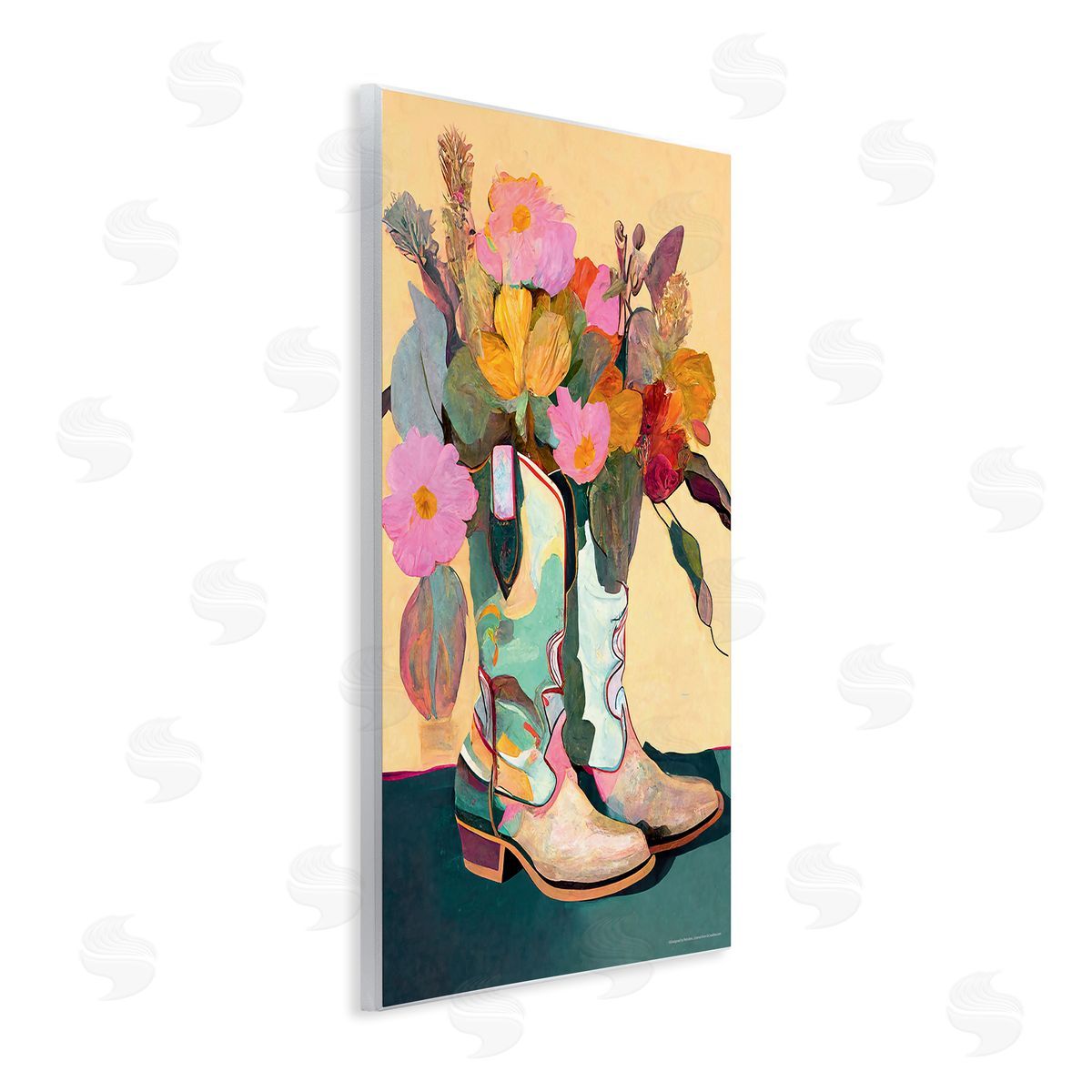 Reinders Bright Cowgirl Florals Wooden Wall Plaque Art Print