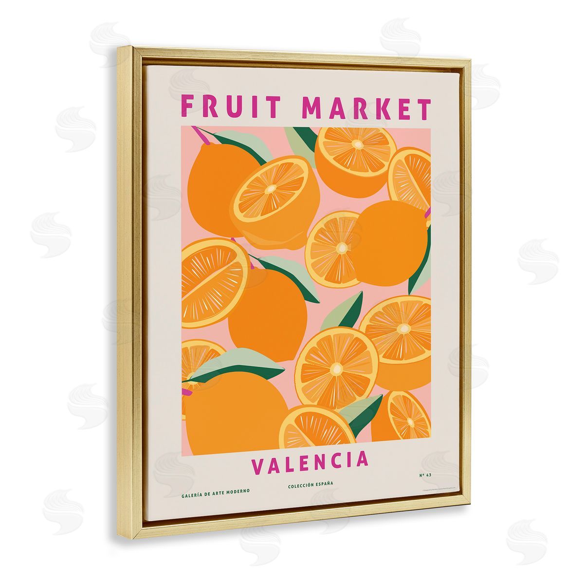Fruit Market Oranges Gold Floating Frame Canvas Wall Art, Home Decor by Reinders