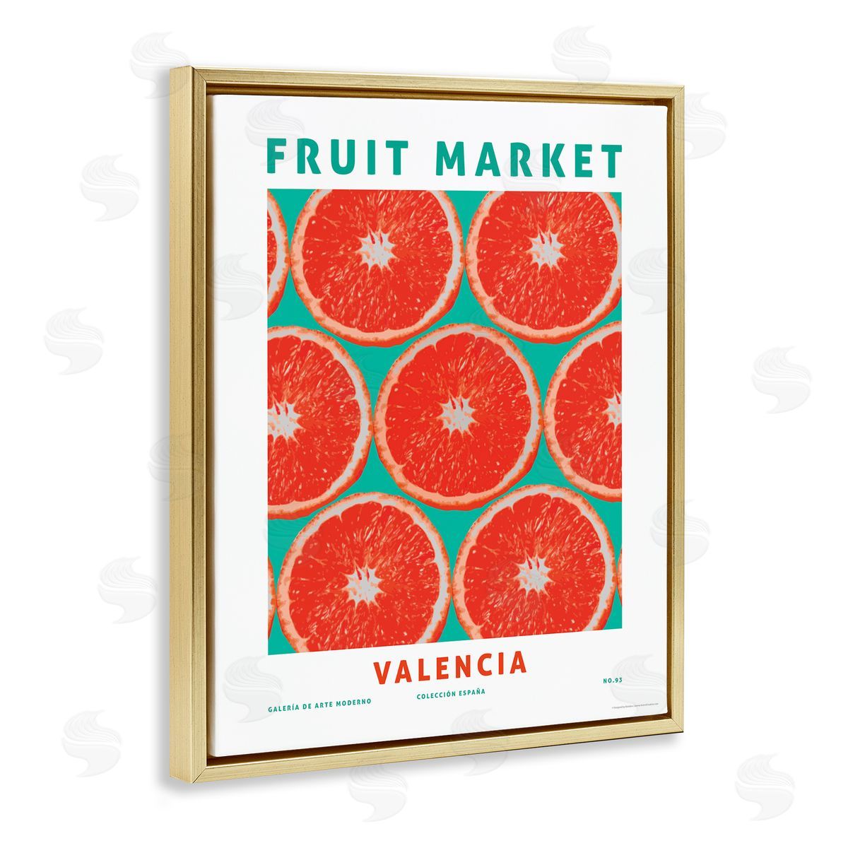 Fruit Market Grapefruit Gold Floating Frame Canvas Wall Art, Home Decor by Reinders