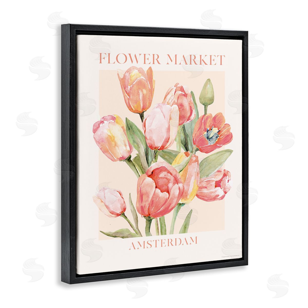 Reinders Amsterdam Flower Market Black Floating Frame Canvas Wall Art Print