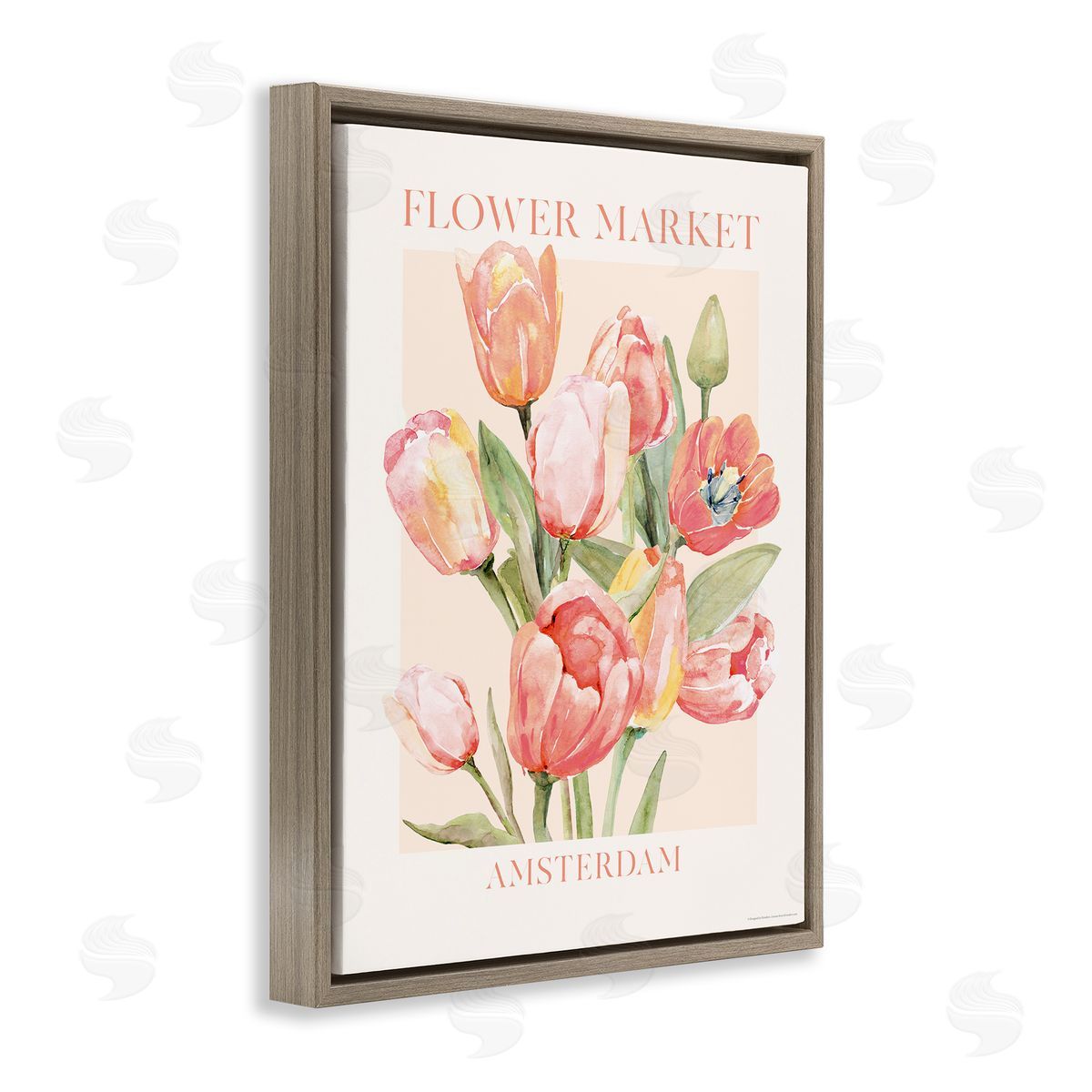 Reinders Amsterdam Flower Market Brown Floating Frame Canvas Wall Art Print
