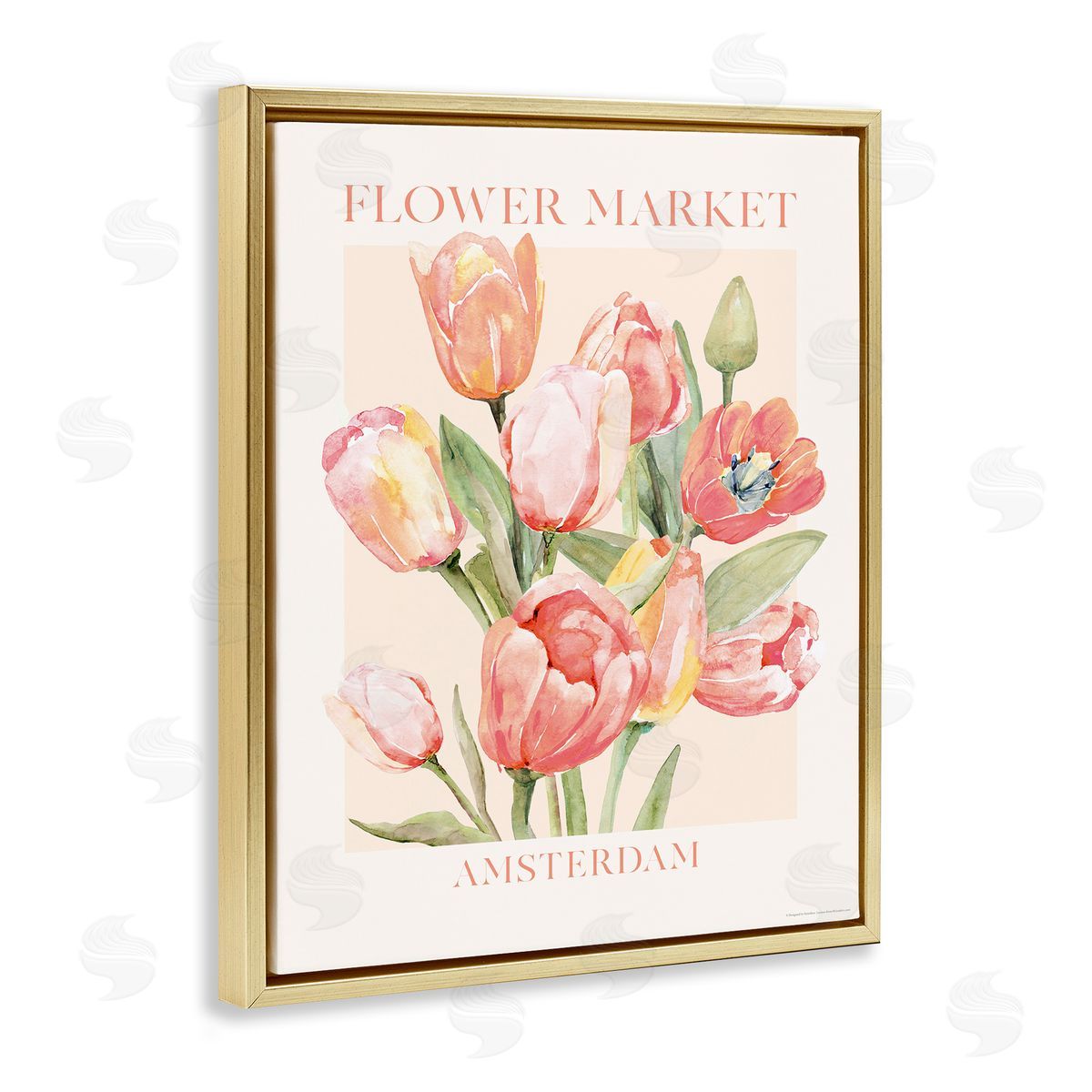 Reinders Amsterdam Flower Market Gold Floating Frame Canvas Wall Art Print