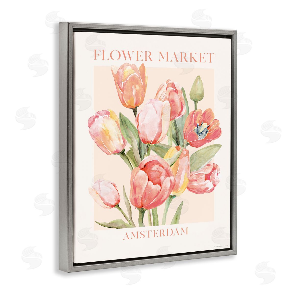 Reinders Amsterdam Flower Market Gray Floating Frame Canvas Wall Art Print