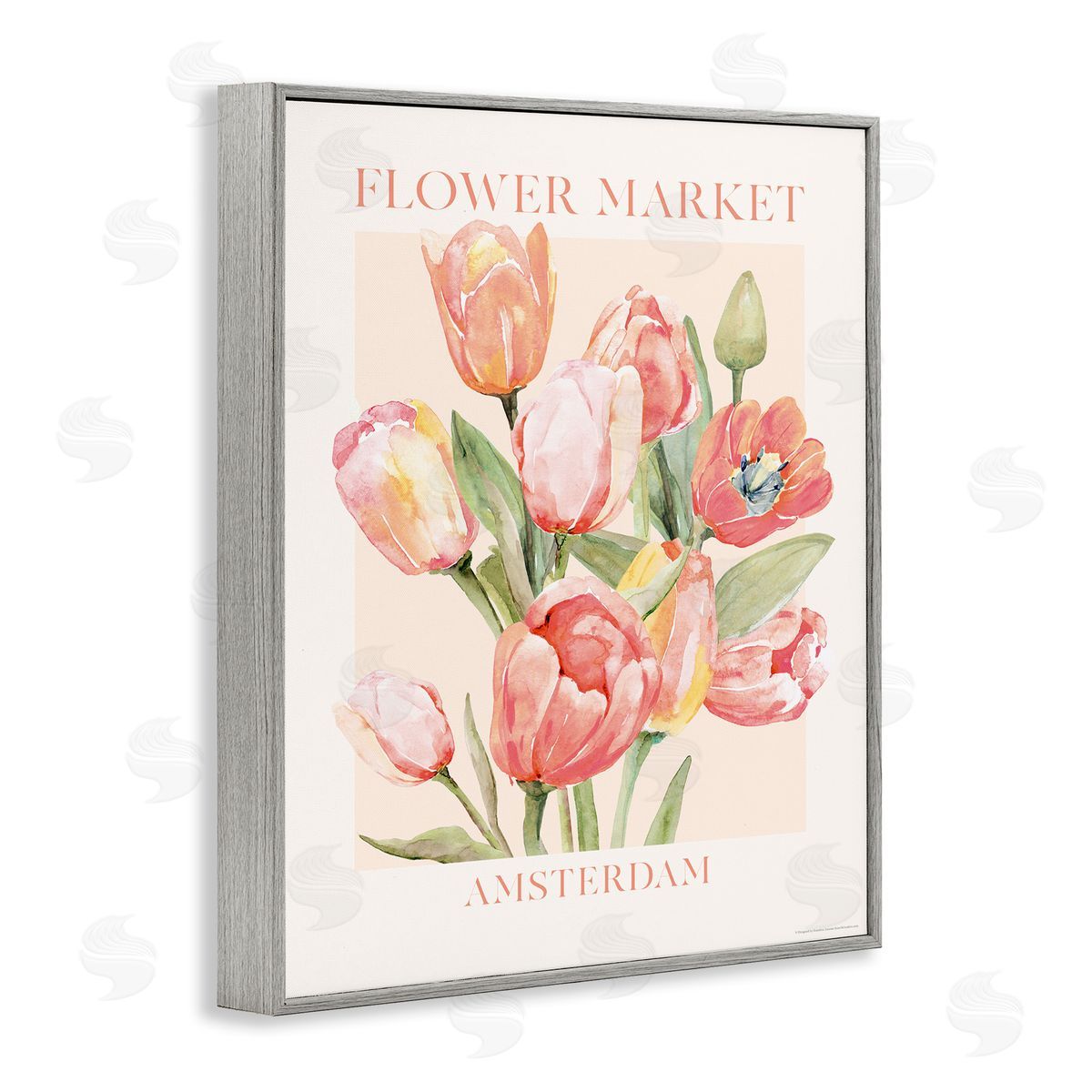Reinders Amsterdam Flower Market Gray Framed Giclee Wall Art Print