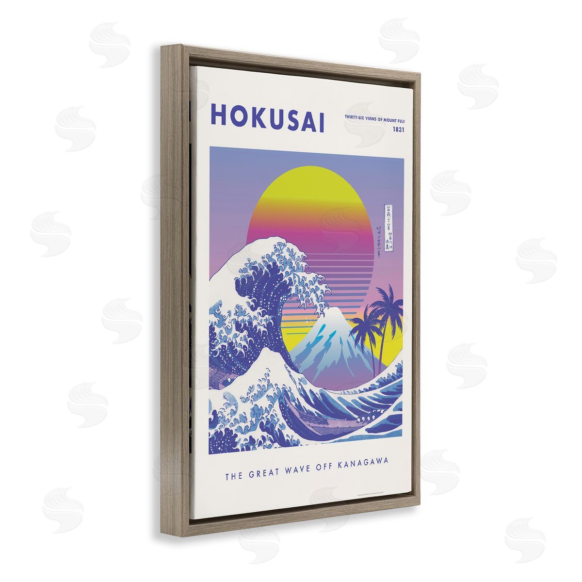 Reinders Hokusai Tropical Wave Brown Floating Frame Canvas Wall Art Print