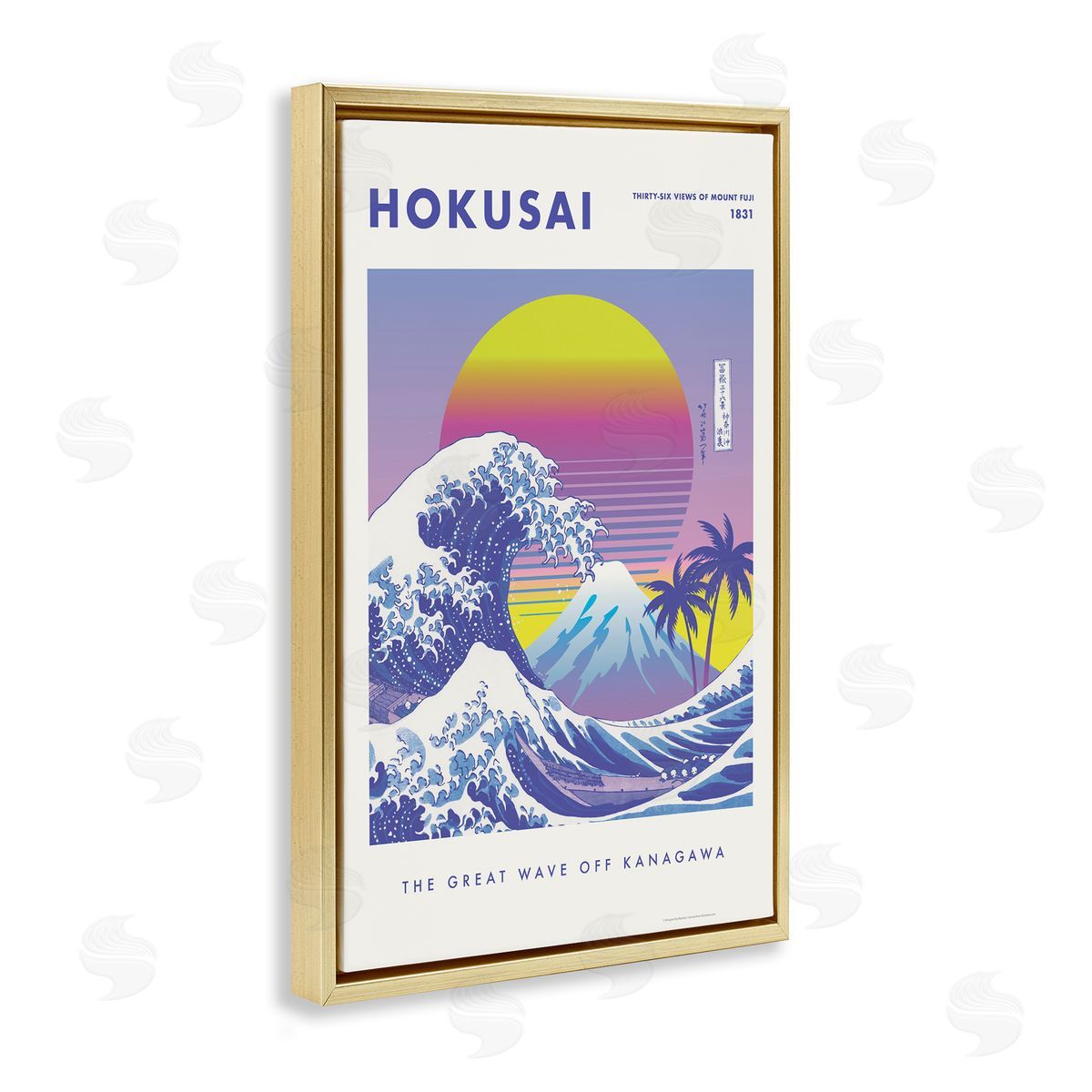 Reinders Hokusai Tropical Wave Gold Floating Frame Canvas Wall Art Print