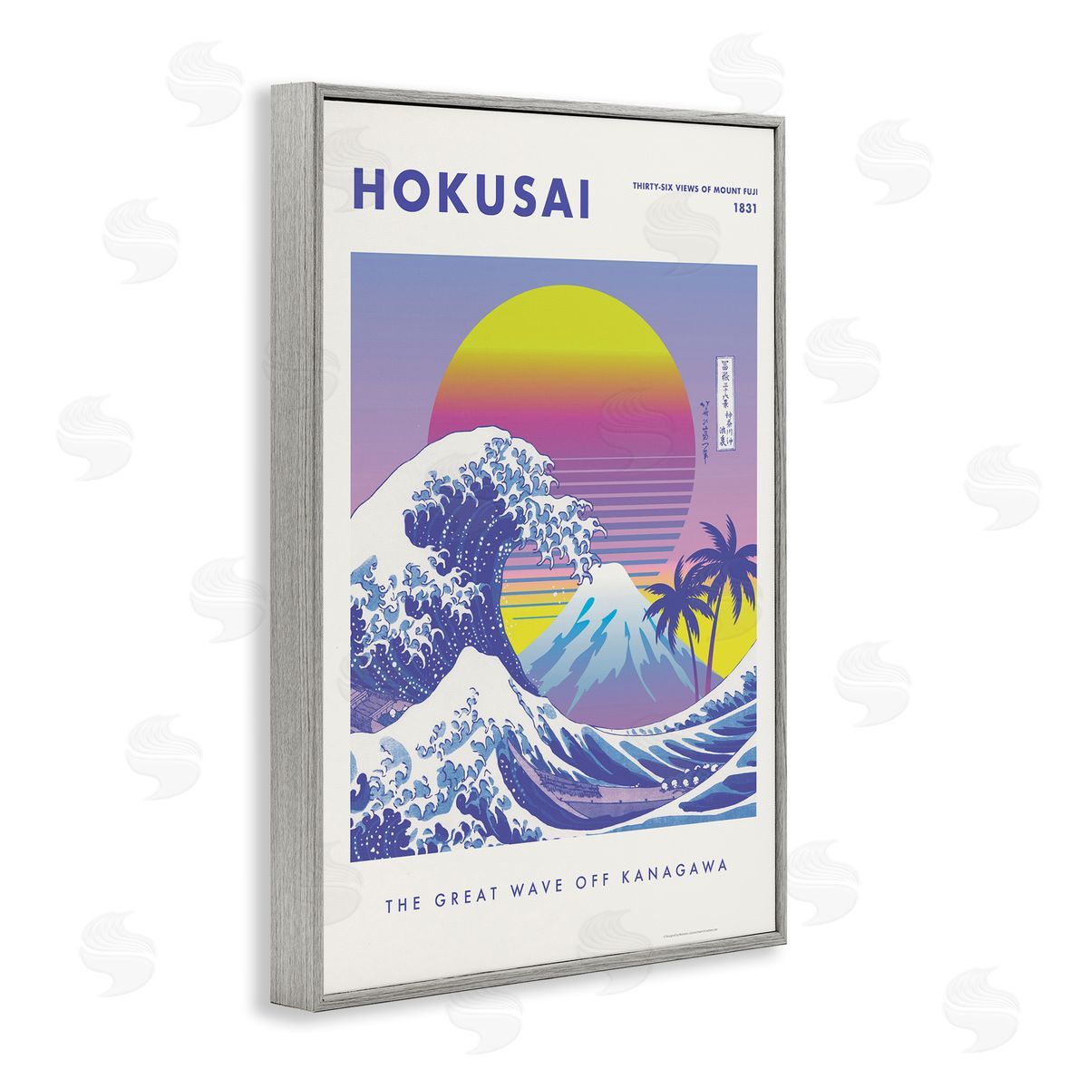 Reinders Hokusai Tropical Wave Gray Framed Giclee Wall Art Print