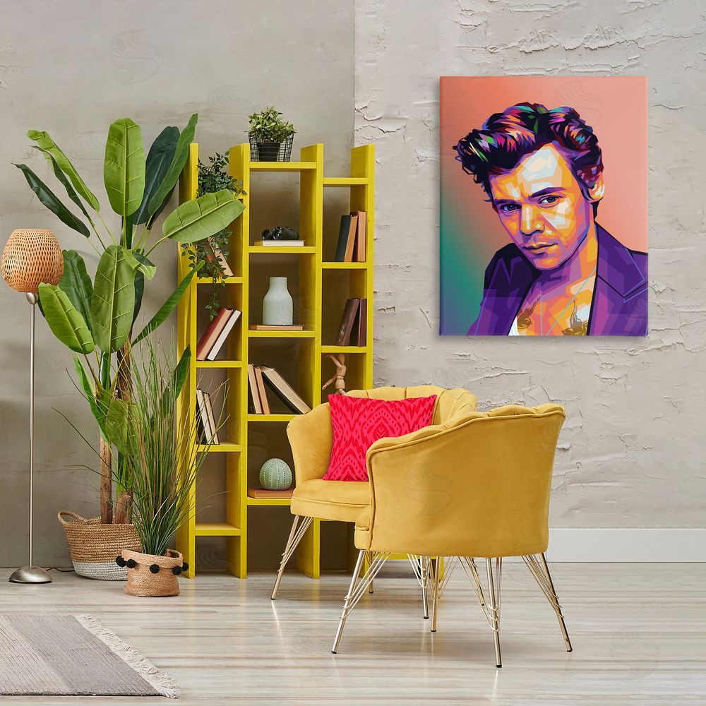 Birch & Ink Peach & Purple Harry Canvas Wall Art Print in Room