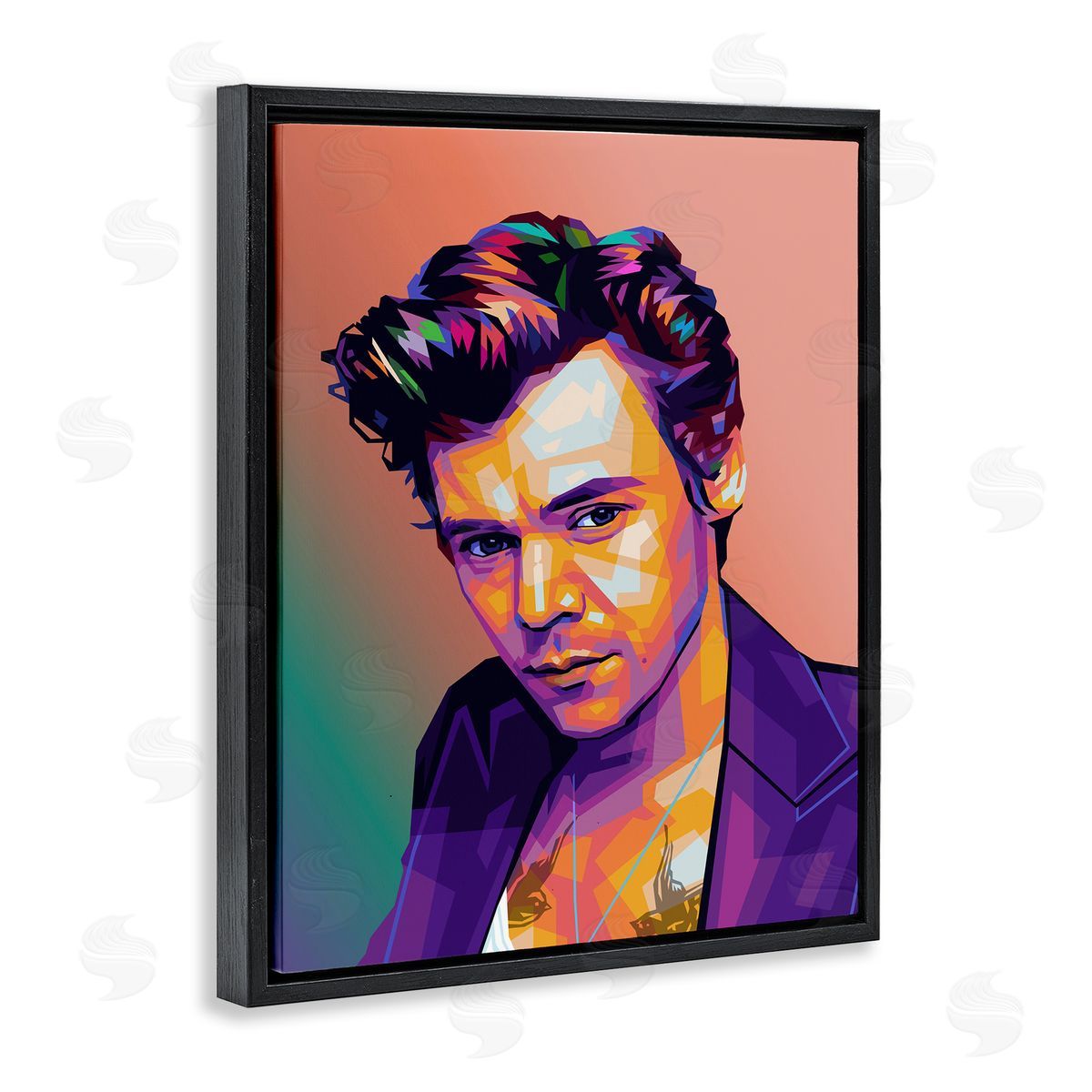 Birch & Ink Peach & Purple Harry Black Floating Frame Canvas Wall Art Print