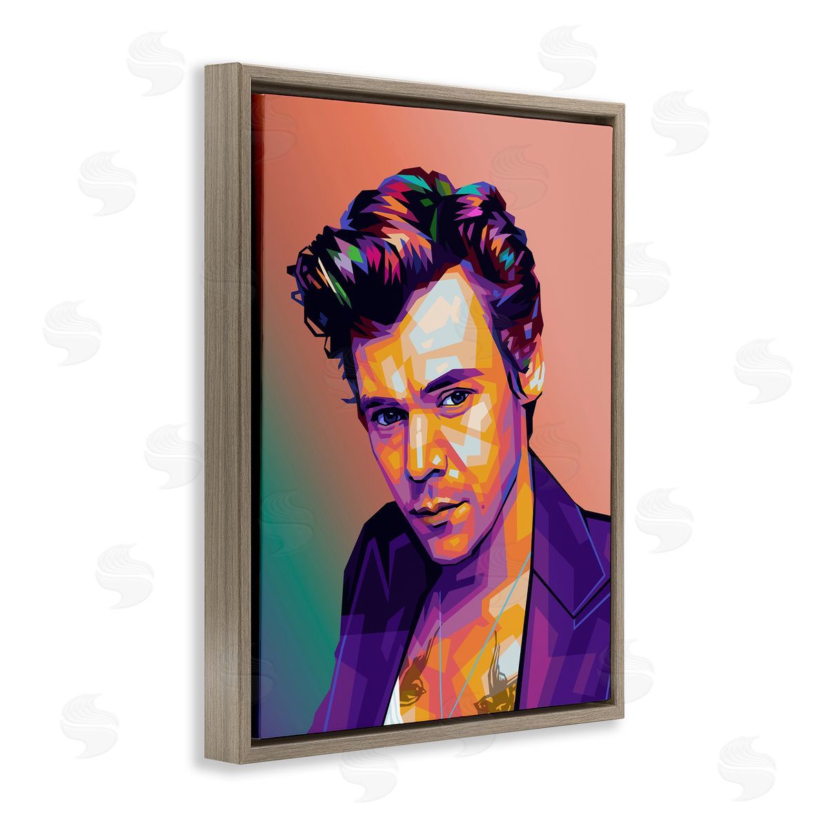 Birch & Ink Peach & Purple Harry Brown Floating Frame Canvas Wall Art Print