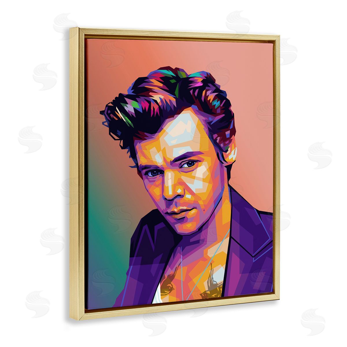 Birch & Ink Peach & Purple Harry Gold Floating Frame Canvas Wall Art Print