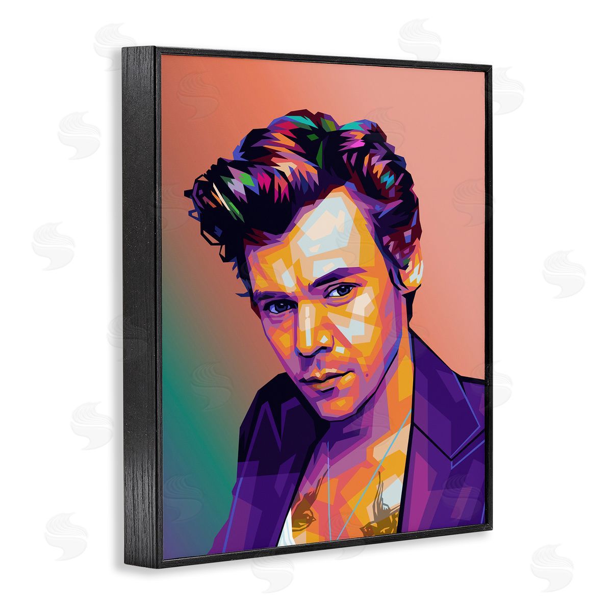 Birch & Ink Peach & Purple Harry Black Framed Giclee Wall Art Print