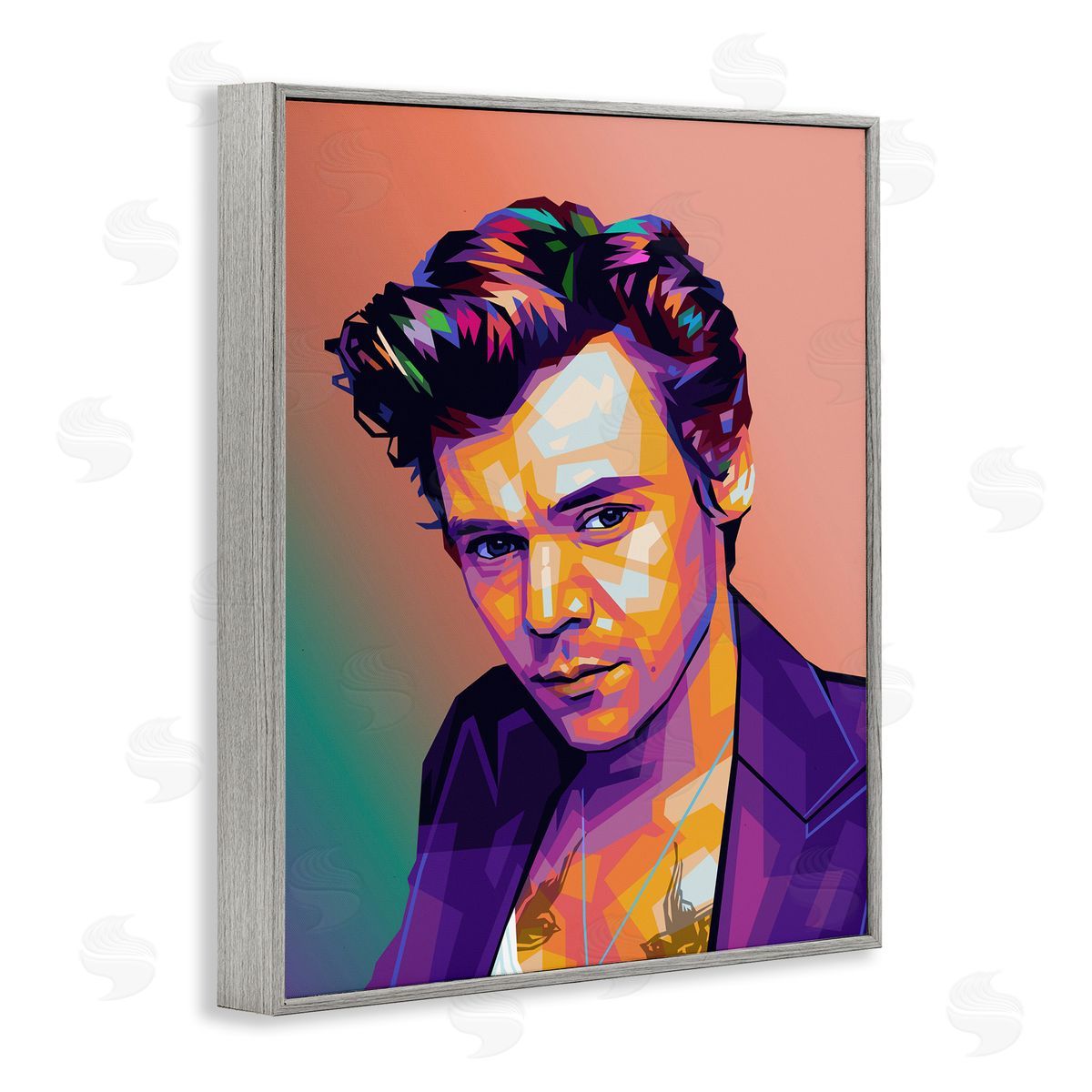 Birch & Ink Peach & Purple Harry Gray Framed Giclee Wall Art Print