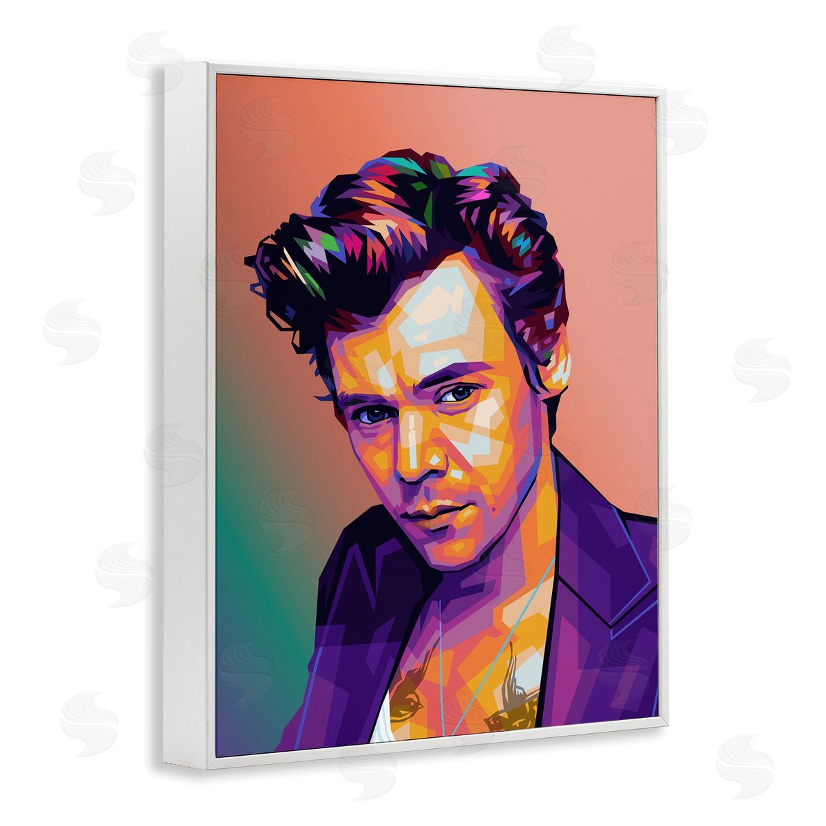 Birch & Ink Peach & Purple Harry White Framed Giclee Wall Art Print