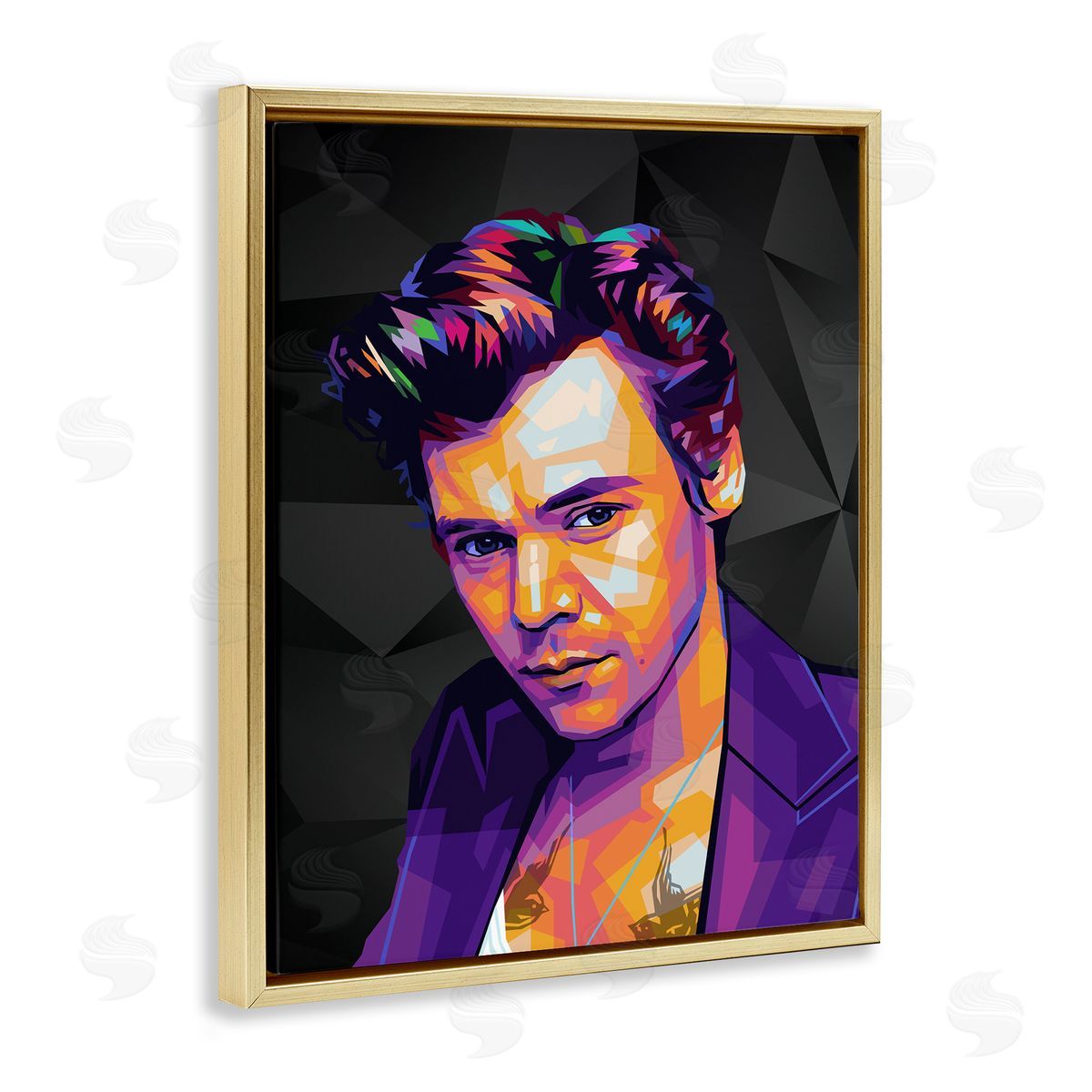 Birch & Ink Bright Harry on Black Gold Floating Frame Canvas Wall Art Print