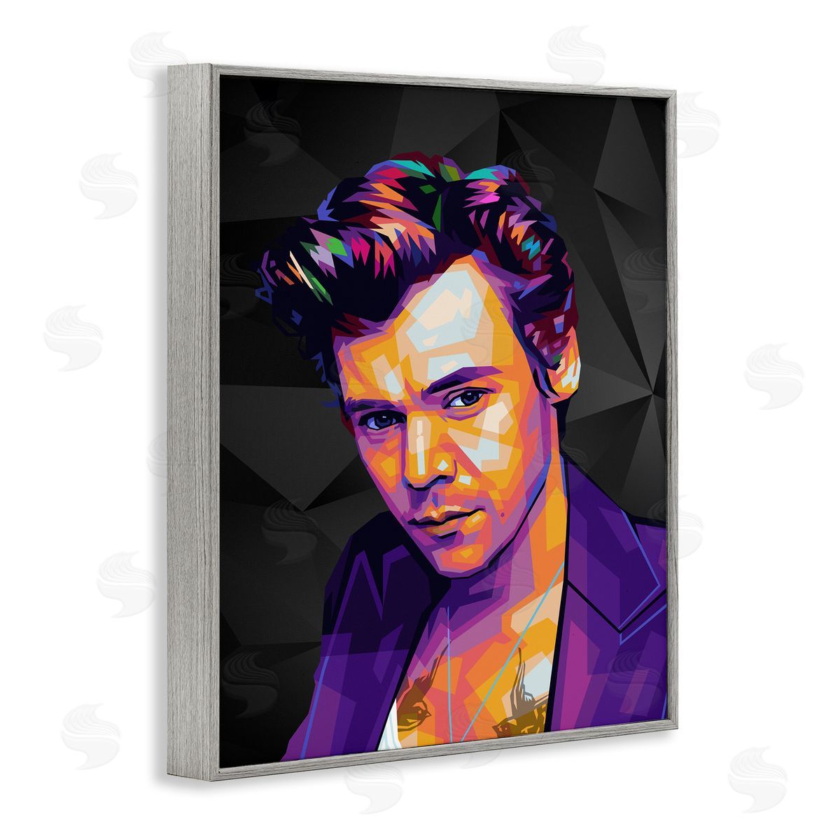 Birch & Ink Bright Harry on Black Gray Framed Giclee Wall Art Print