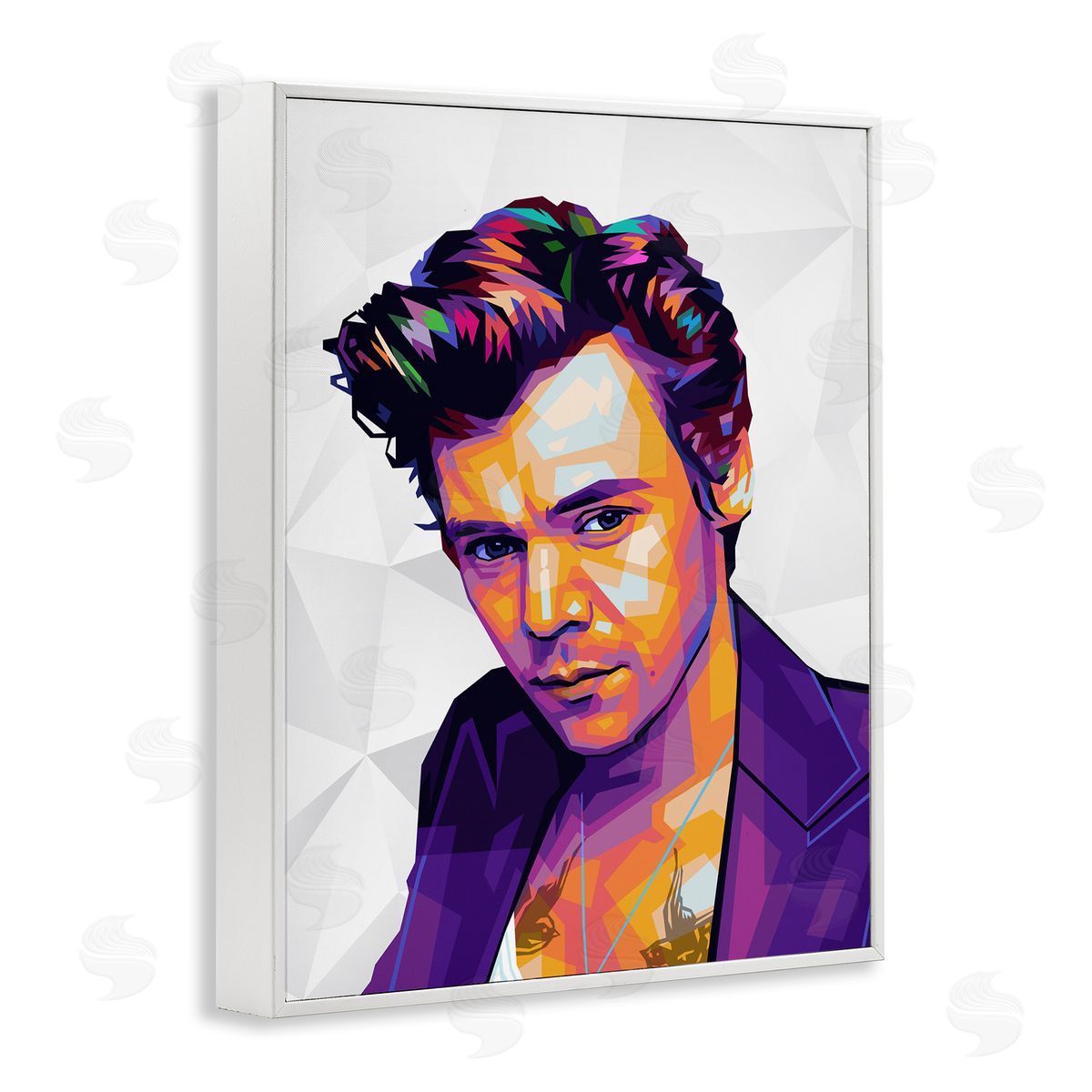 Birch & Ink Bright Hued Harry White Framed Giclee Wall Art Print