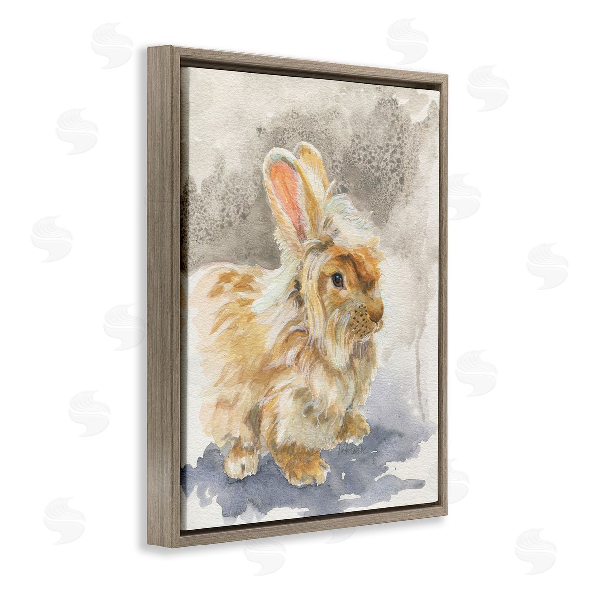 Jennifer Redstreake Angora Bunny Watercolor Brown Floating Frame Canvas Wall Art Print
