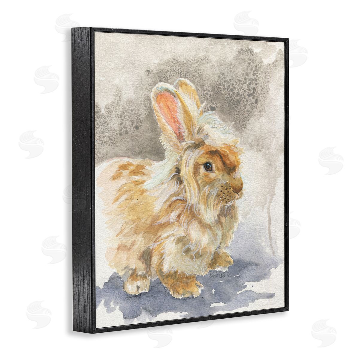 Jennifer Redstreake Angora Bunny Watercolor Black Framed Giclee Wall Art Print