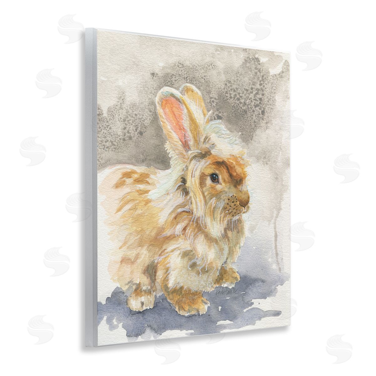 Jennifer Redstreake Angora Bunny Watercolor Wooden Wall Plaque Art Print