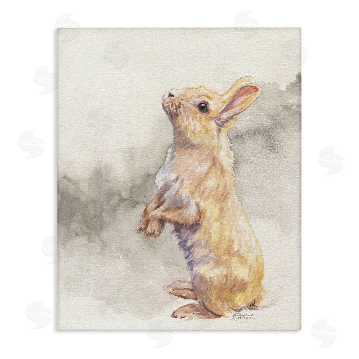Jennifer Redstreake Standing Bunny Watercolor Canvas Wall Art Print