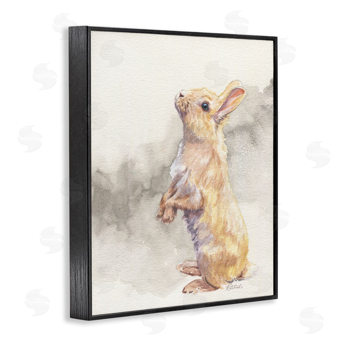 Jennifer Redstreake Standing Bunny Watercolor Black Framed Giclee Wall Art Print