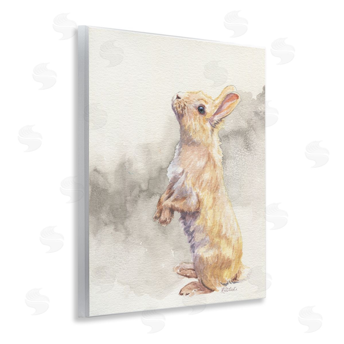 Jennifer Redstreake Standing Bunny Watercolor Wooden Wall Plaque Art Print