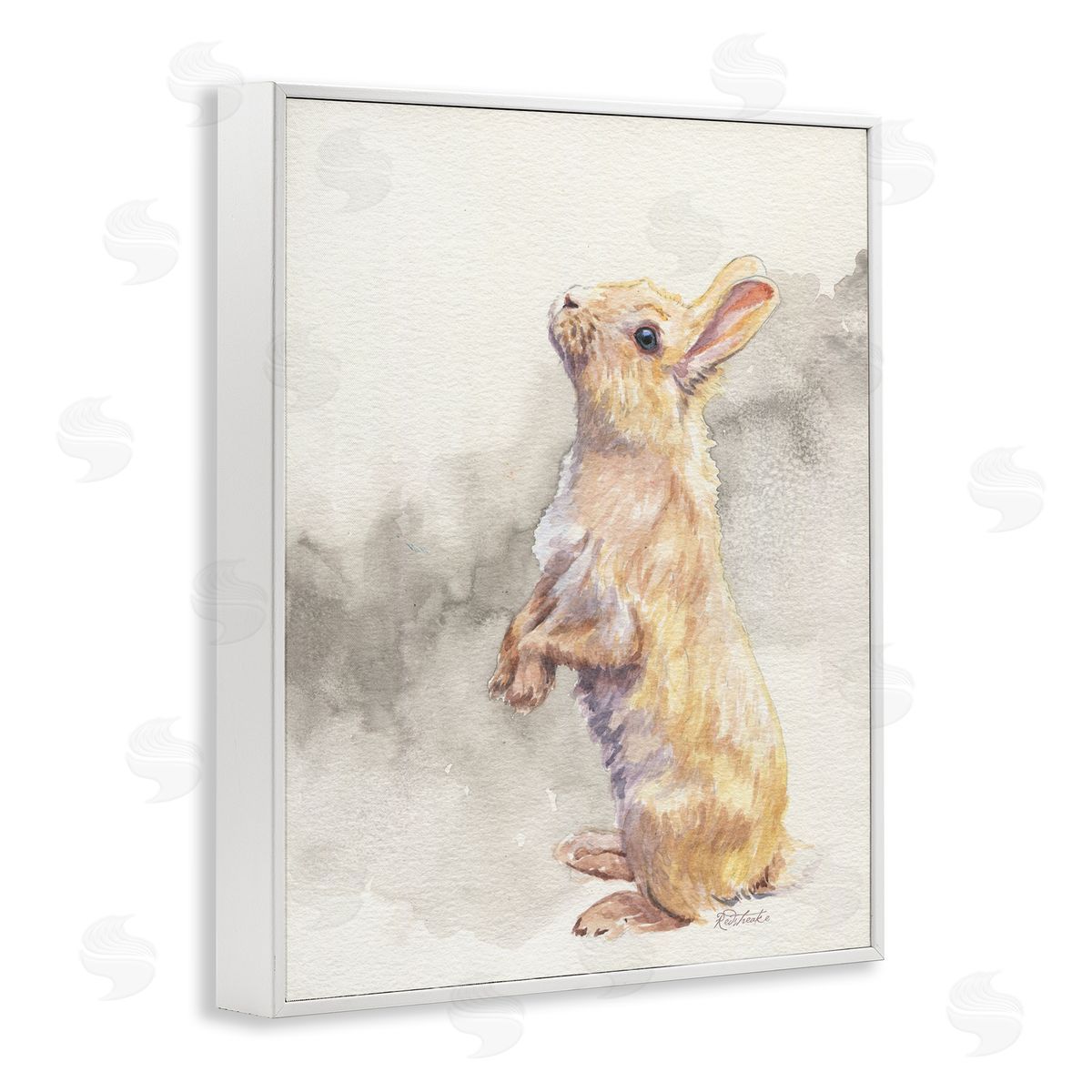 Jennifer Redstreake Standing Bunny Watercolor White Framed Giclee Wall Art Print