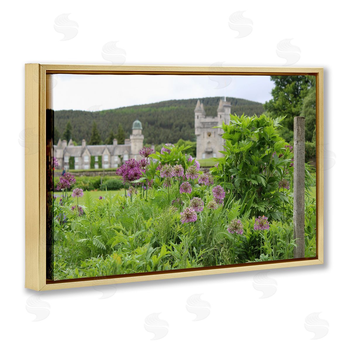 Tammy Apple Distant Castle View Gold Floating Frame Canvas Wall Art Print