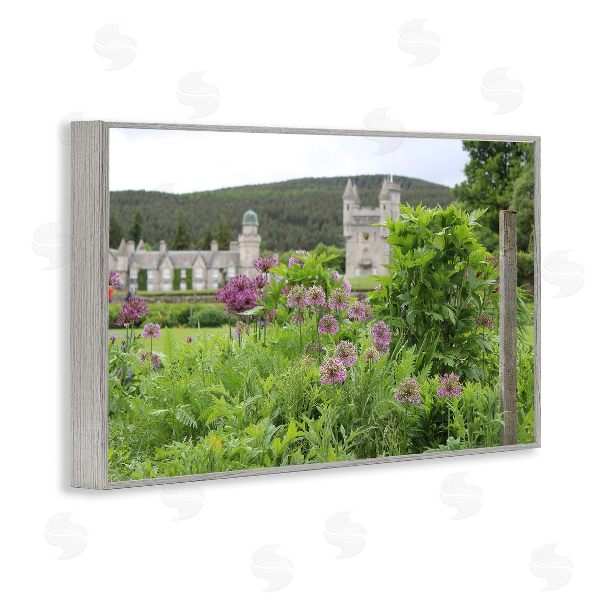 Tammy Apple Distant Castle View Gray Framed Giclee Wall Art Print