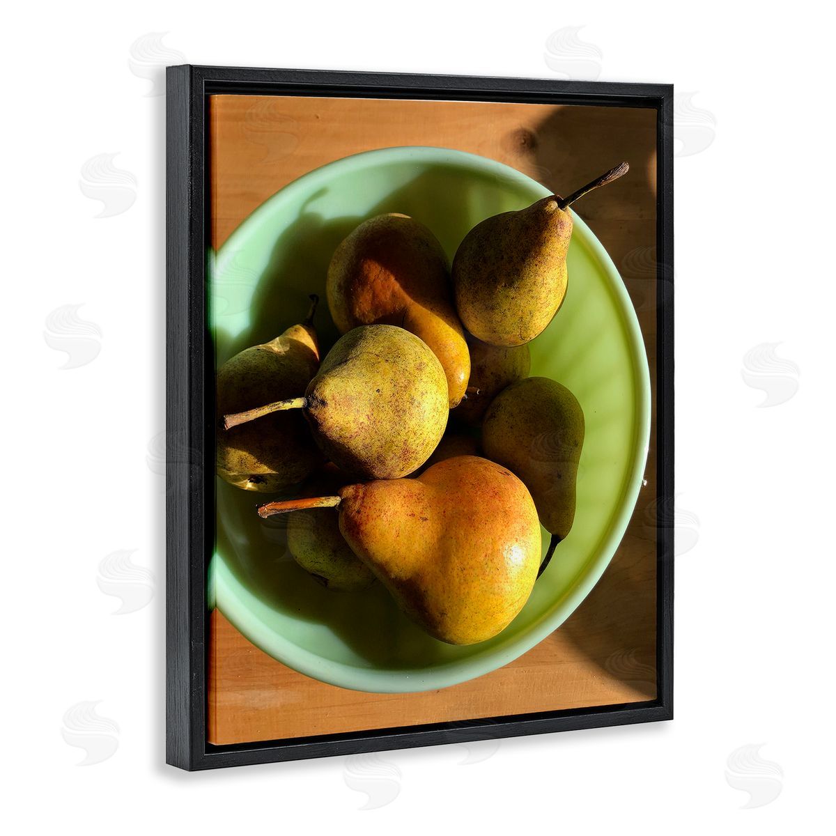 Jennifer Redstreake Kitchen Bowl of Pears Black Floating Frame Canvas Wall Art Print