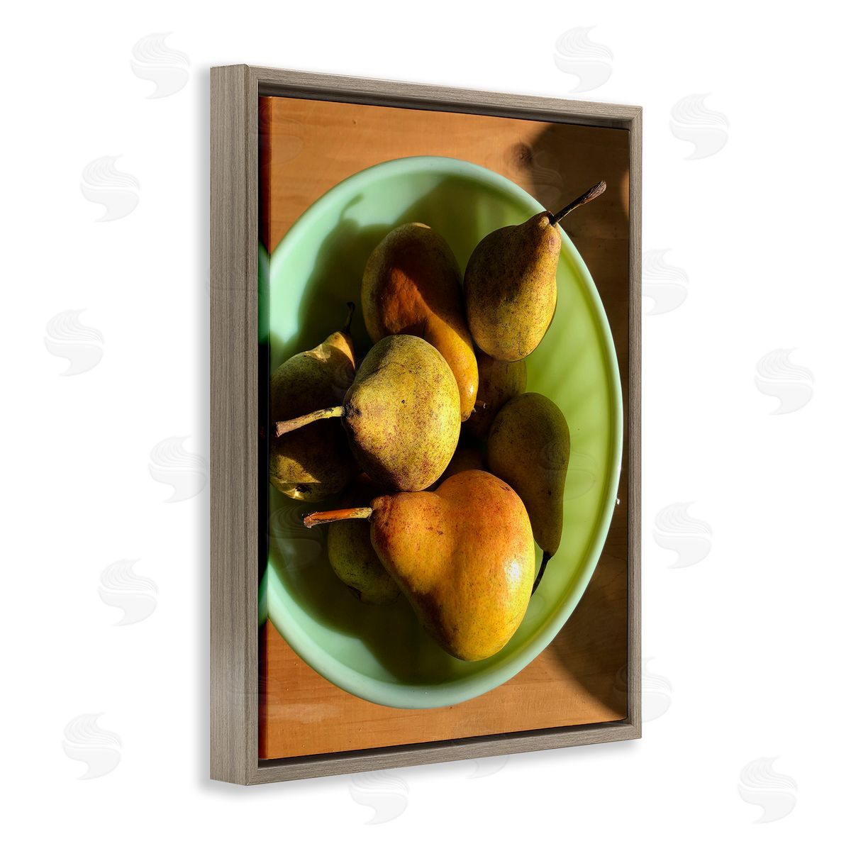 Jennifer Redstreake Kitchen Bowl of Pears Brown Floating Frame Canvas Wall Art Print