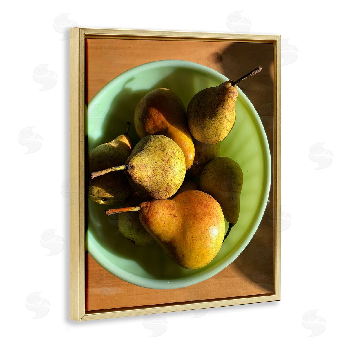 Jennifer Redstreake Kitchen Bowl of Pears Gold Floating Frame Canvas Wall Art Print
