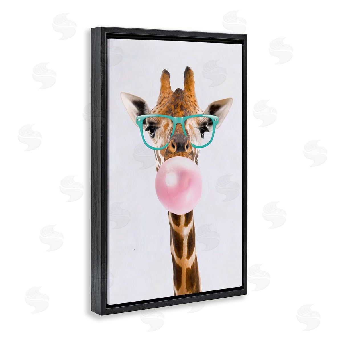 Reinders Bubblegum Hipster Giraffe Black Floating Frame Canvas Wall Art Print