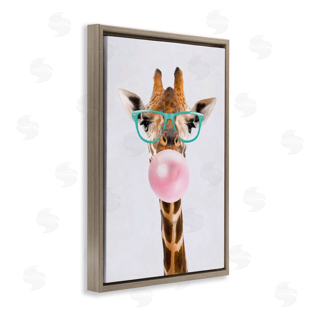 Reinders Bubblegum Hipster Giraffe Brown Floating Frame Canvas Wall Art Print