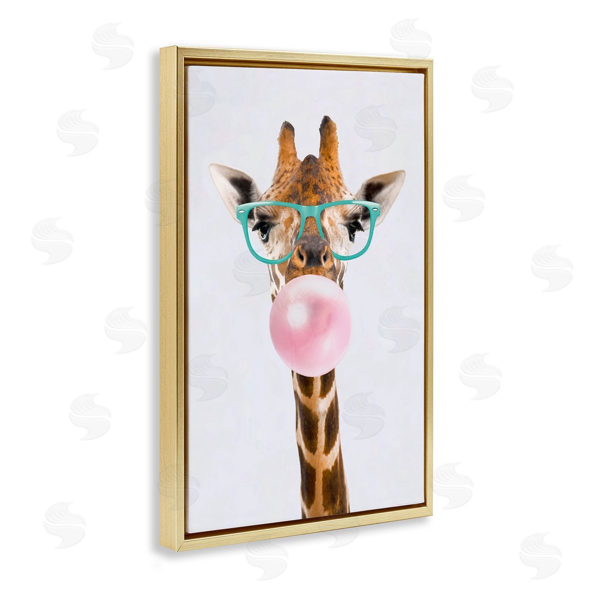 Reinders Bubblegum Hipster Giraffe Gold Floating Frame Canvas Wall Art Print