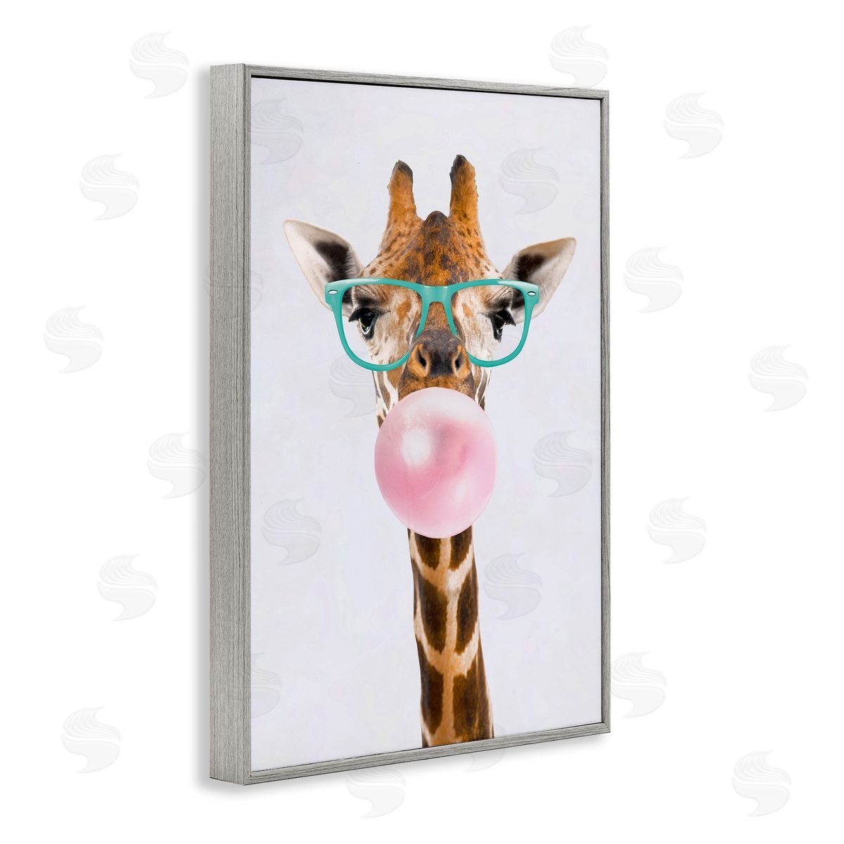 Reinders Bubblegum Hipster Giraffe Gray Framed Giclee Wall Art Print