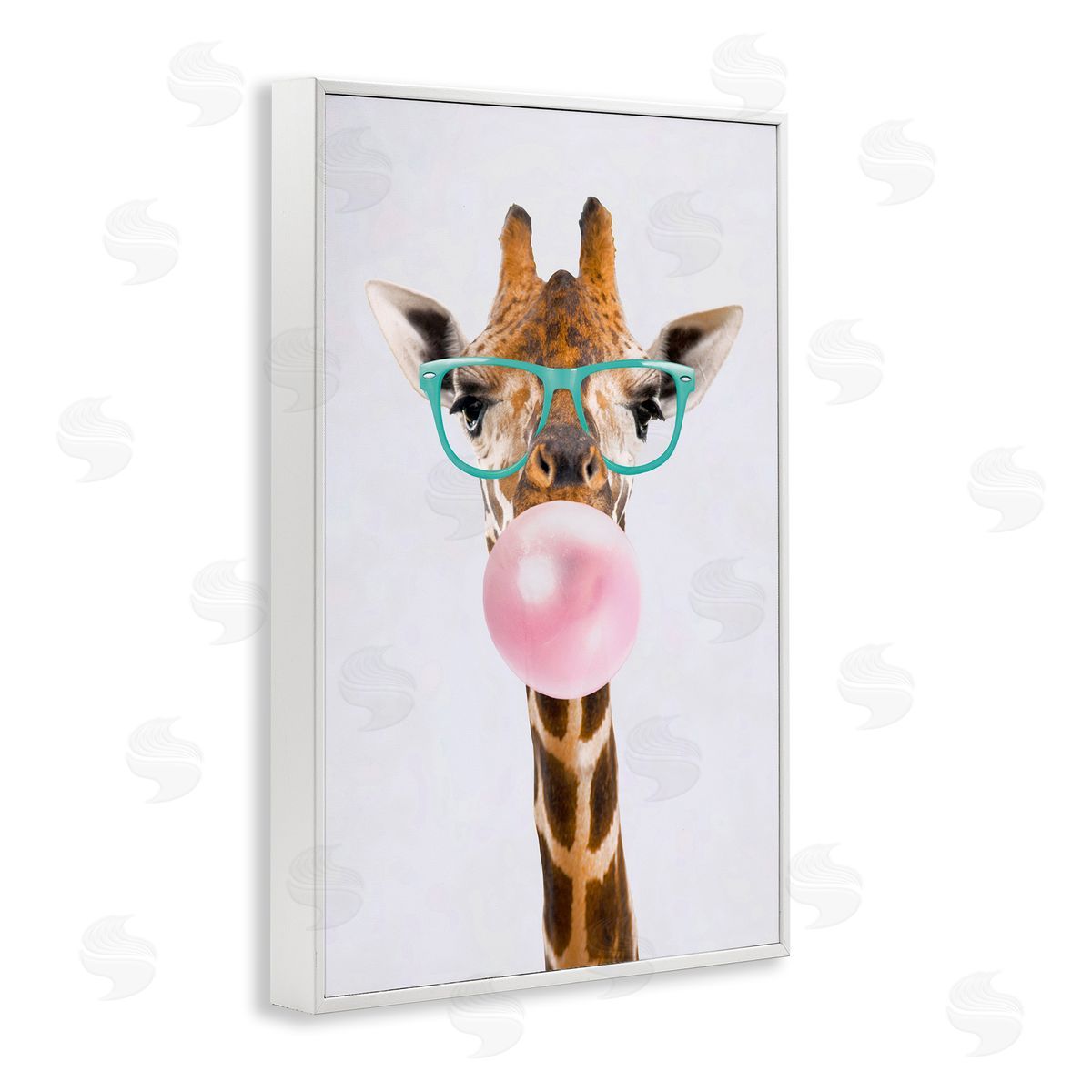 Reinders Bubblegum Hipster Giraffe White Framed Giclee Wall Art Print