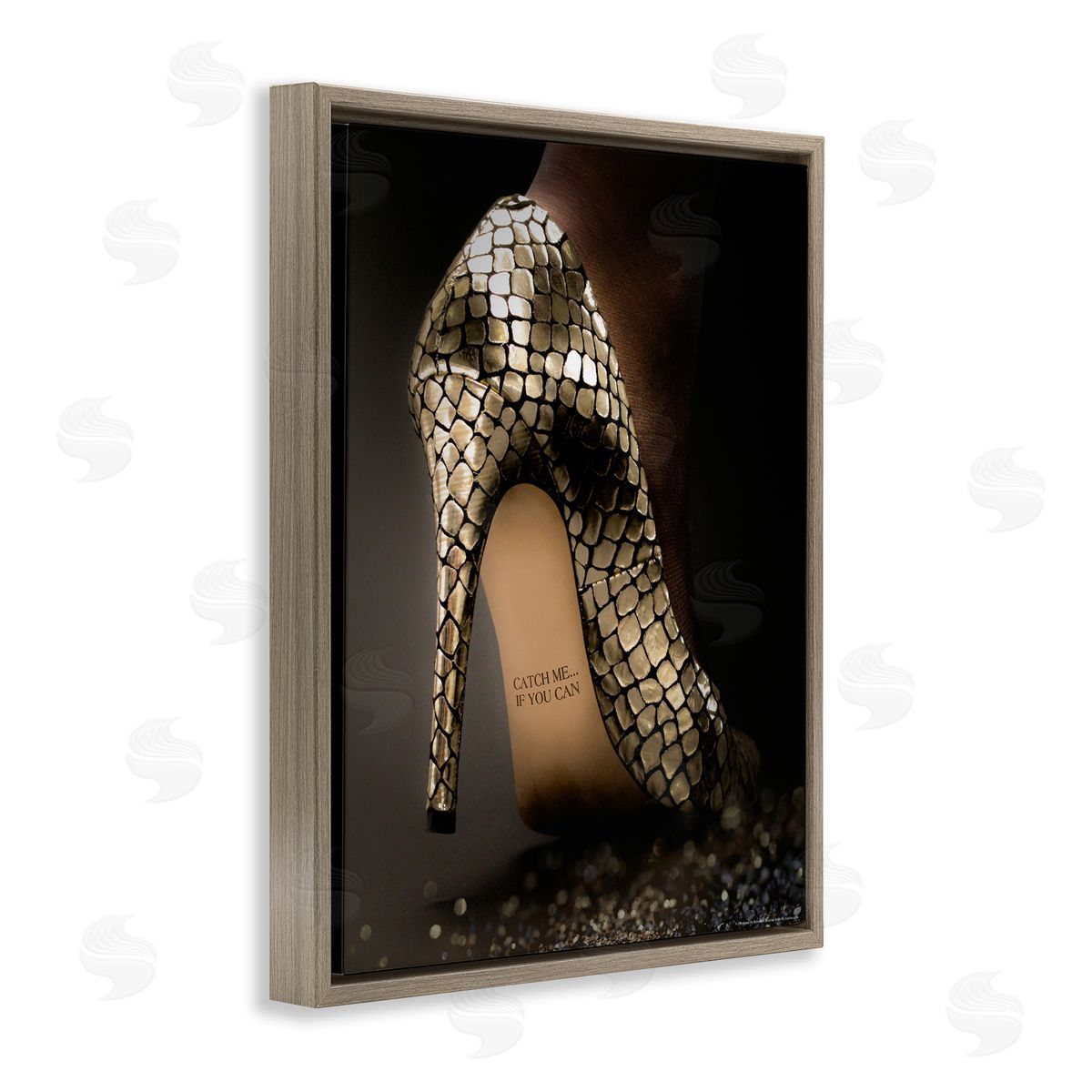Reinders Snake Pattern Heels Brown Floating Frame Canvas Wall Art Print